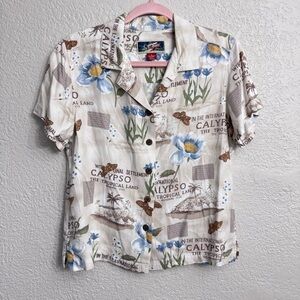 Vintage La Cabana Hawaiian Calypso Floral Shirt Women’s Small